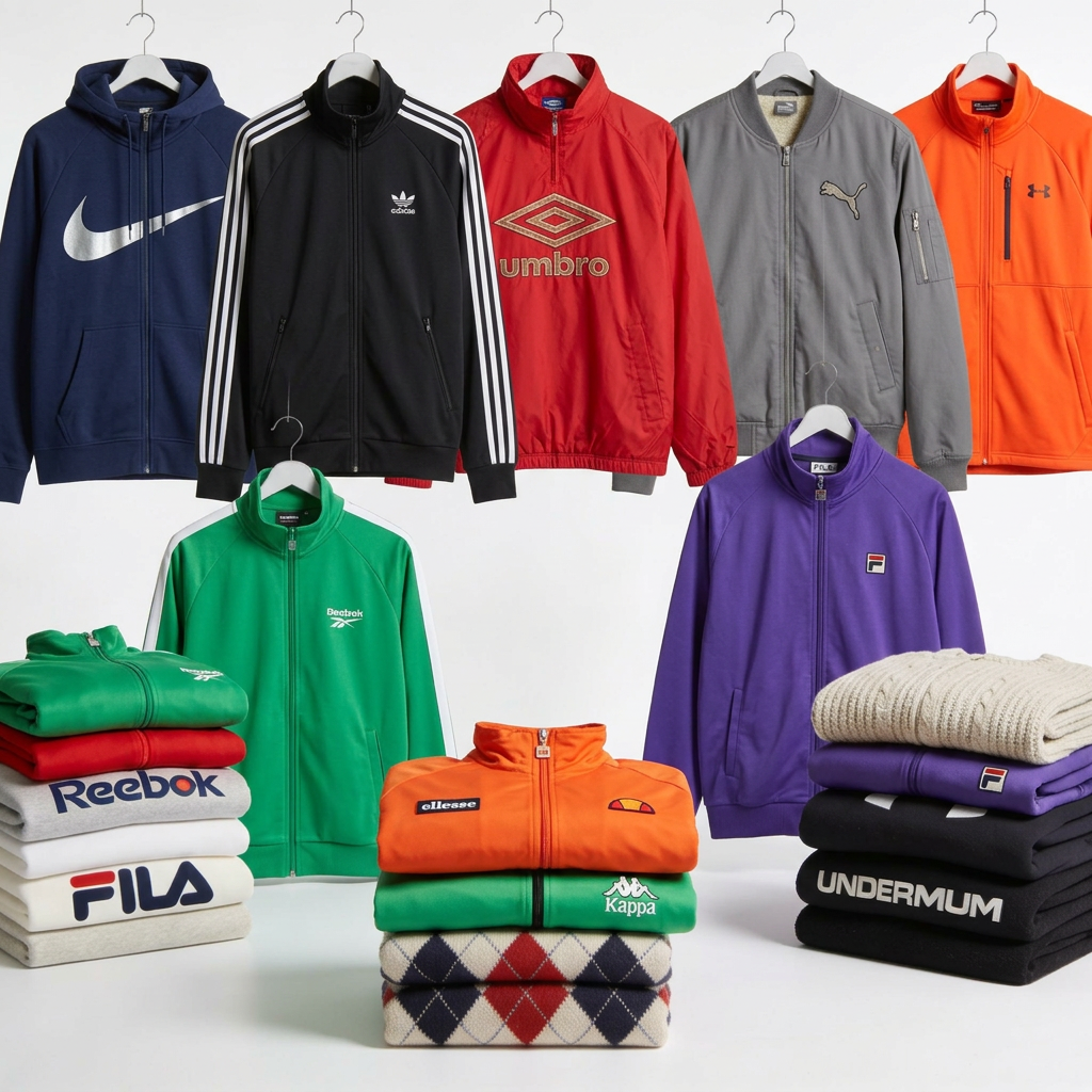 Lot vestes zippées marque Nike Adidas Reebok Fila seconde main grade AB - grossiste B2B e-Resell