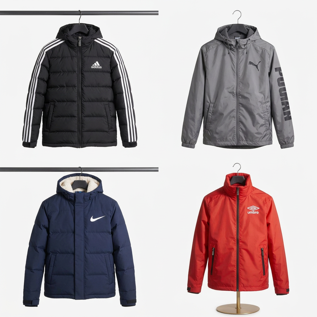 Lot manteaux doudounes marque Adidas Nike Puma Umbro seconde main grade AB - grossiste B2B revendeurs